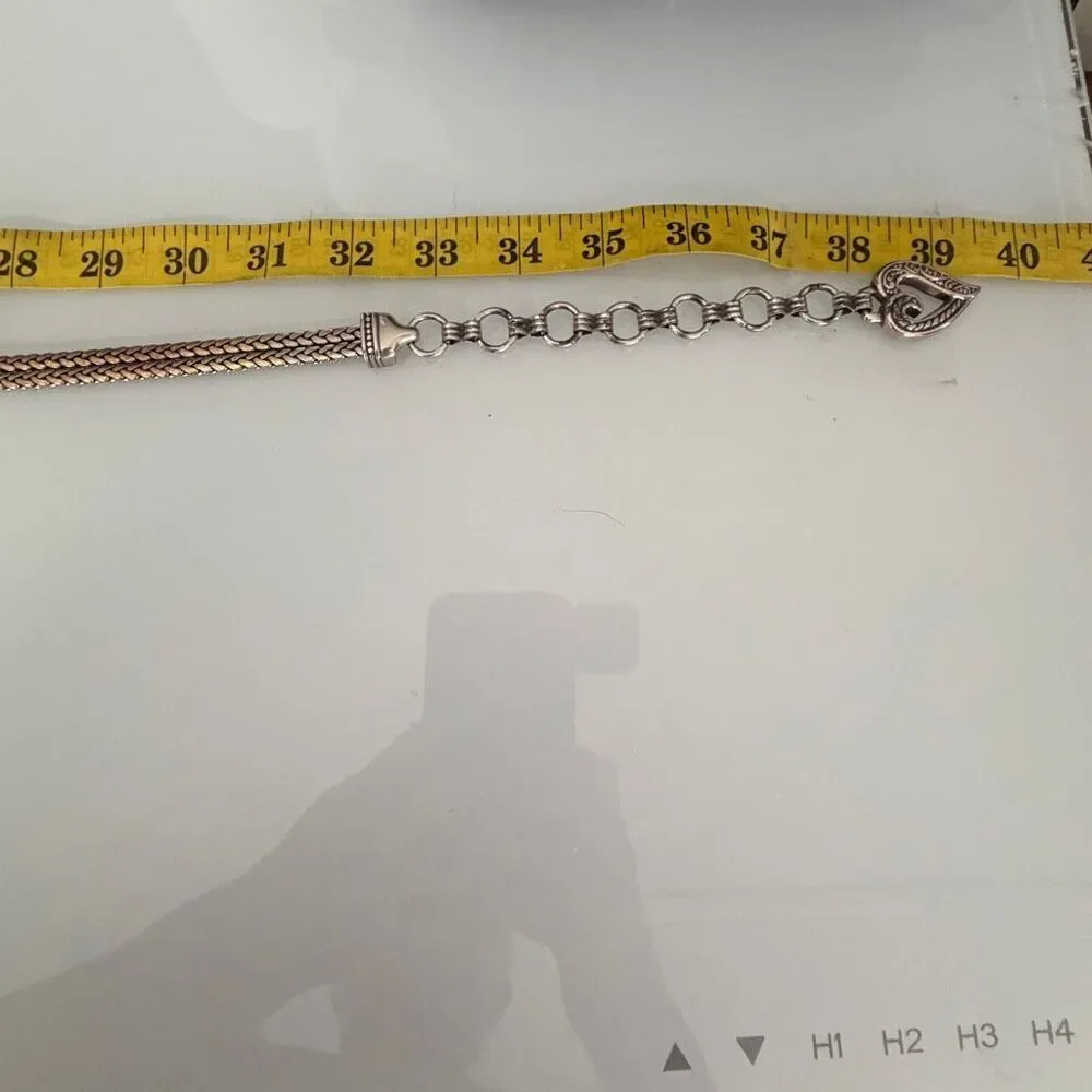 Vintage Brighton Silver-Tone Heart Charm Adjustable Chain Belt